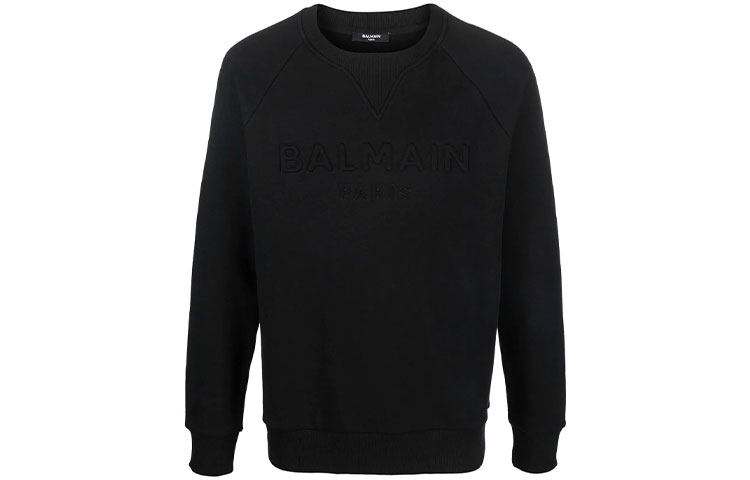 Balmain Embossed Logo Crewneck Sweatshirt Black - XH1JQ005-BB20-0PA