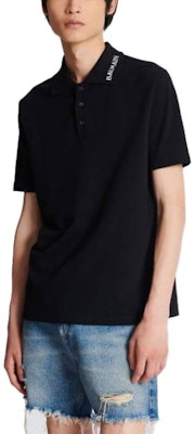 BALMAIN Polo Hitam Bordir Lengan Pendek Pullover. CH1GC026-BC62-EAB Purchase BALMAIN Polo Hitam Bordir Lengan Pendek Pullover. CH1GC026-BC62-EAB