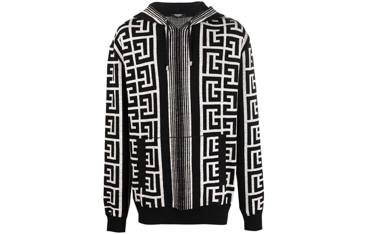 Balmain FW21 All-Over Logo Zip Hoodie Black Menswear XH1JR070KB34-GFE