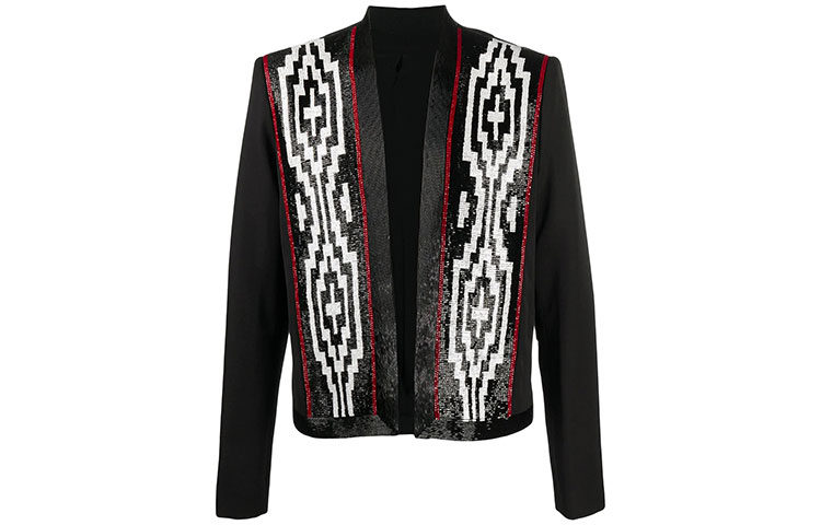 Balmain FW21 Black Beaded Detailed Jacket TH17114P076-EBE