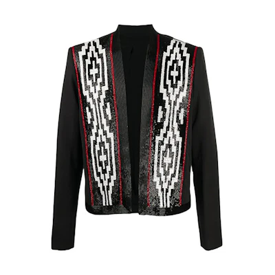 Balmain FW21 Black Beaded Detailed Jacket TH17114P076-EBE