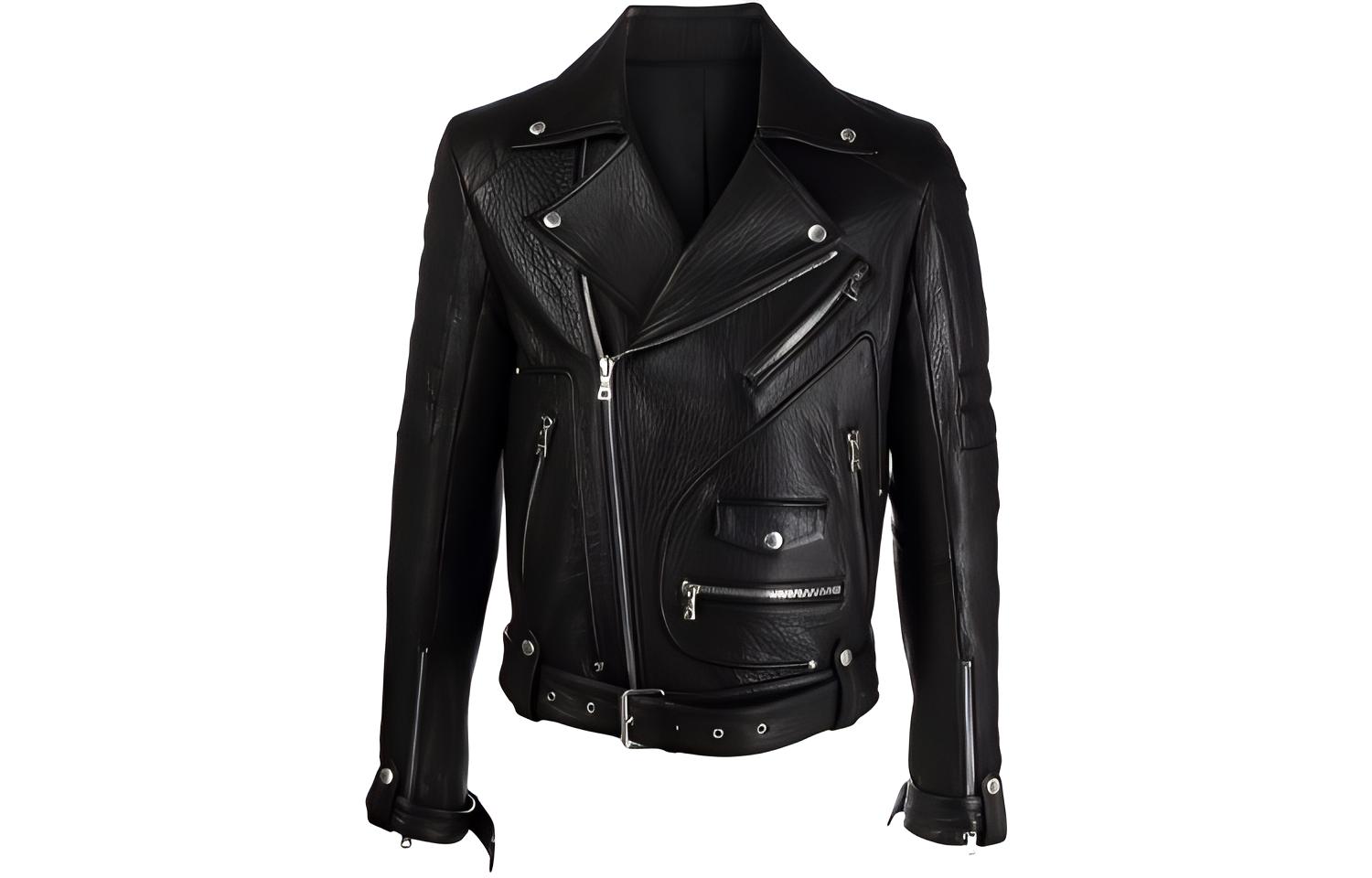 Balmain FW21 Black Leather Biker Jacket WH1TD100L124