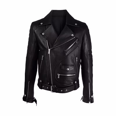 Balmain FW21 Black Leather Biker Jacket WH1TD100L124