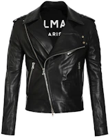 Balmain FW21 Black Leather Biker Jacket with Double Zipper WH1TD055L115 Balmain FW21 Black Leather Biker Jacket with Double Zipper WH1TD055L115