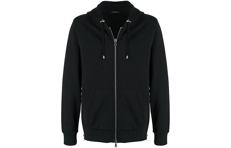 Balmain FW21 Black Logo Velvet Zip-Up Hoodie for Men VH0JR001B042-ECX