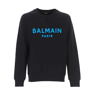 Balmain FW21 Black Plain Logo Pullover Sweatshirt Men’s WH1JQ005B125-EDN
