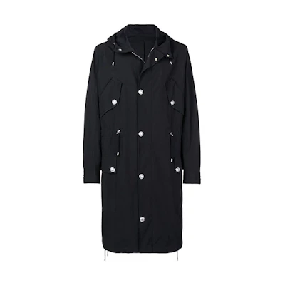 Balmain FW21 Buckle Long-Sleeve Hooded Jacket Black RH18270C024-0PA