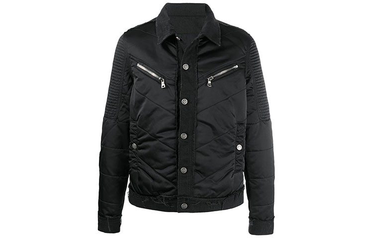 Balmain FW21 Denim Patchwork Jacket Black TH18591Z226-OPA