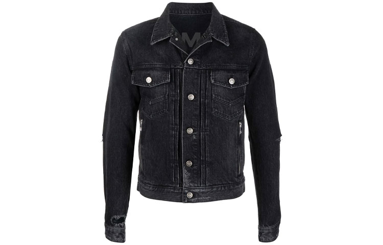 Order 발망 FW21 디스트레스드 데님 자켓 남성 블랙 WH0TC015-013D-0PA