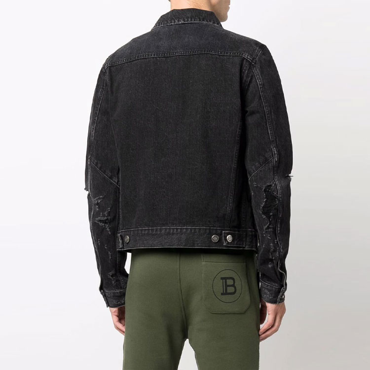 Purchase 발망 FW21 디스트레스드 데님 자켓 남성 블랙 WH0TC015-013D-0PA