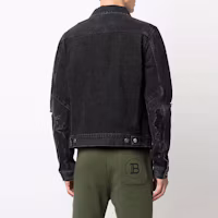 Purchase BALMAIN FW21 Jaket Denim Distressed Pria Hitam WH0TC015-013D-0PA