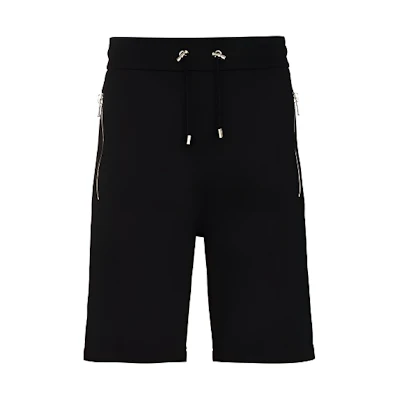 BALMAIN FW21 Embossed Casual Sports Shorts Black WH1OA000B141-0PA