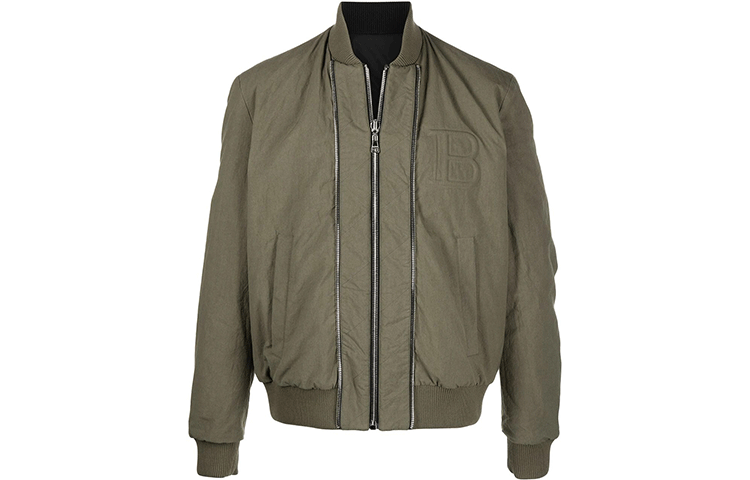 Balmain FW21 Embossed Logo Bomber Jacket Green () VH1TF003187C-7UA