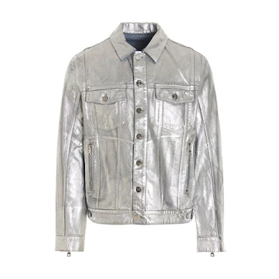 Balmain FW21 Embossed Logo Cotton Jacket Silver WH0TC003153D-9KA
