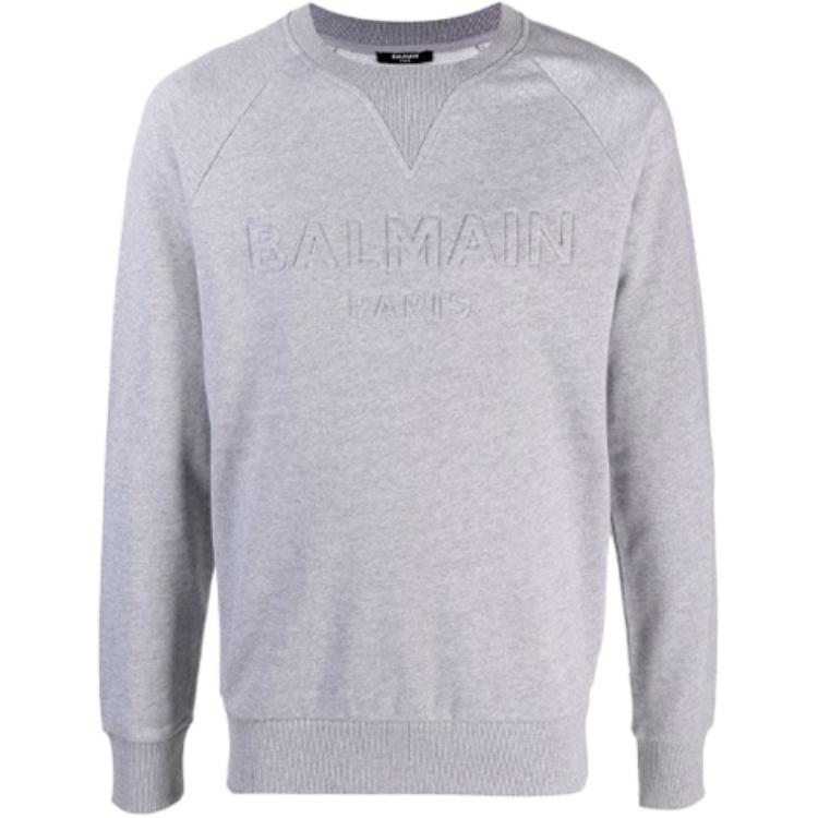 Balmain FW21 Embossed Logo Loose-Fit Long Sleeve Sweatshirt WH1JQ005B141