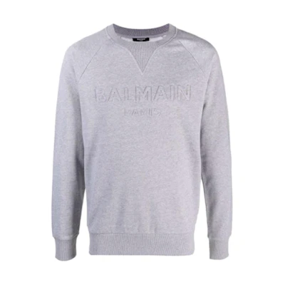 Balmain FW21 Embossed Logo Loose-Fit Long Sleeve Sweatshirt WH1JQ005B141