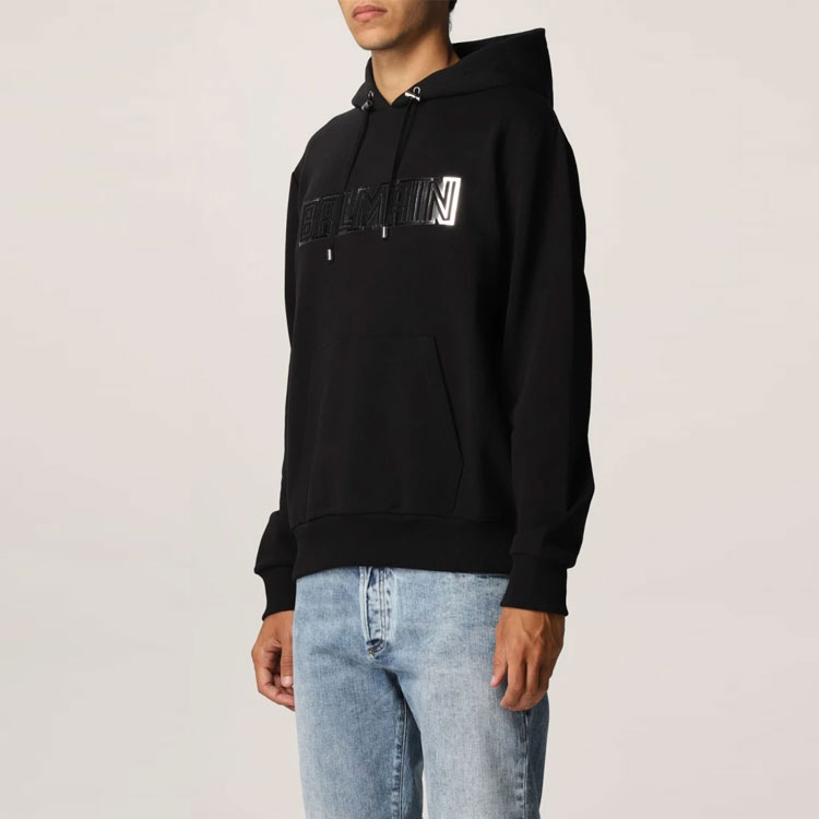 Sizing 발망 FW21 엠보싱 로고 프린트 드로스트링 후디 블랙 WH0JR002B160EAC