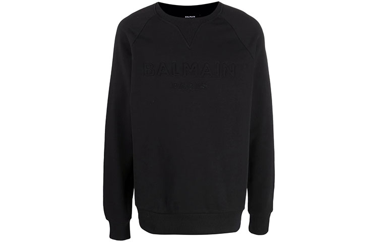 Balmain FW21 Embossed Logo Sweatshirt Black - Fashion Pullover WH1JQ005-B141-0PA