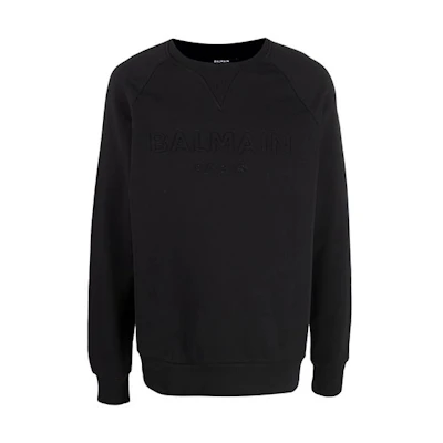 Balmain FW21 Embossed Logo Sweatshirt Black - Fashion Pullover WH1JQ005-B141-0PA