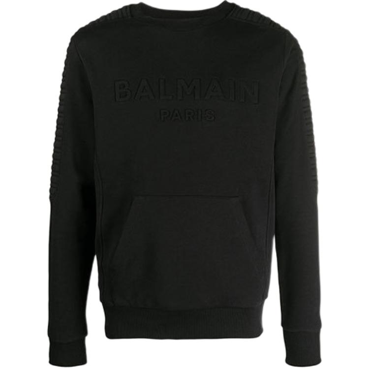 Balmain FW21 Embossed Logo Sweatshirt Black VH1JQ009B017-0PA