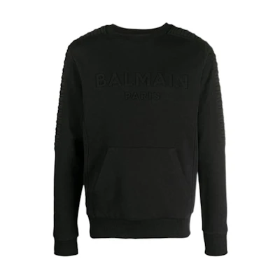 Balmain FW21 Embossed Logo Sweatshirt Black VH1JQ009B017-0PA