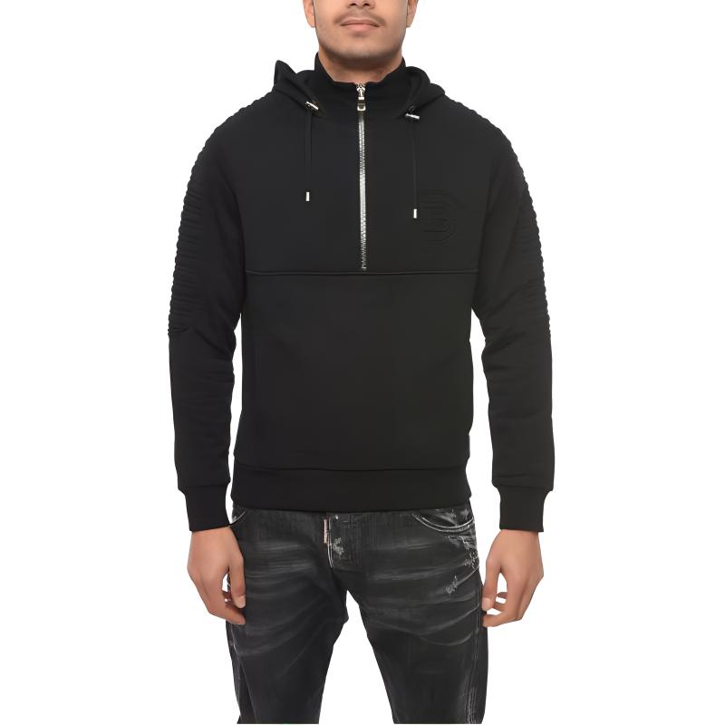 Balmain FW21 Embossed Logo Zip Hoodie Jacket Black () VH1JQ008B0120PA