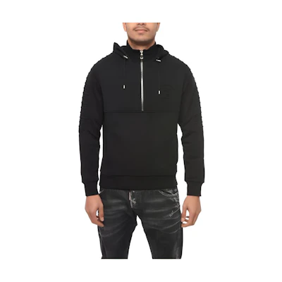Balmain FW21 Embossed Logo Zip Hoodie Jacket Black () VH1JQ008B0120PA