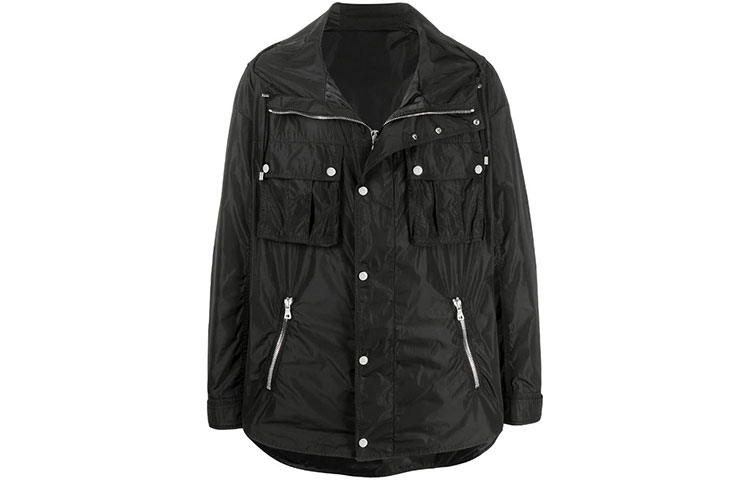 Balmain FW21 Front Zip Drawstring Jacket Black VH1TG020X137-0PA