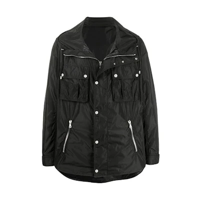 Balmain FW21 Front Zip Drawstring Jacket Black VH1TG020X137-0PA