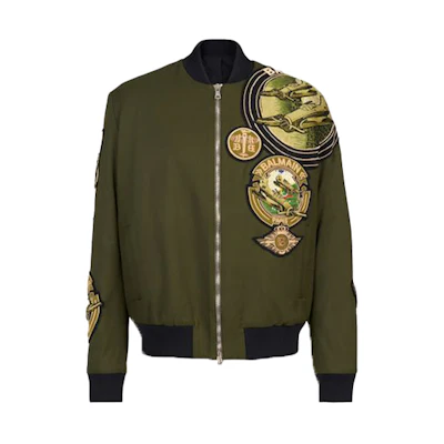 Balmain FW21 Green Long Sleeve Logo Jacket WH0TF000P097UDF
