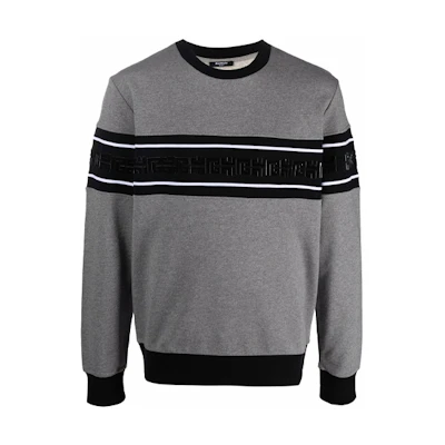 Balmain FW21 Grey Crewneck Logo Print Long-Sleeve Sweatshirt Casual Wear WH1JQ040-273J-YBO