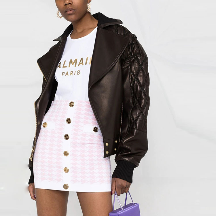 Details for BALMAIN FW21 千鳥格紋針織迷你裙 粉紅色 WF1LB290K286-GGF