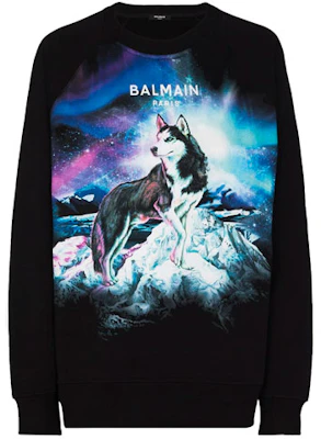 Balmain FW21 Husky Logo Print Pullover Sweatshirt Black Men’s UH13418I310AAA Buy Balmain FW21 Husky Logo Print Pullover Sweatshirt Black Men’s UH13418I310AAA