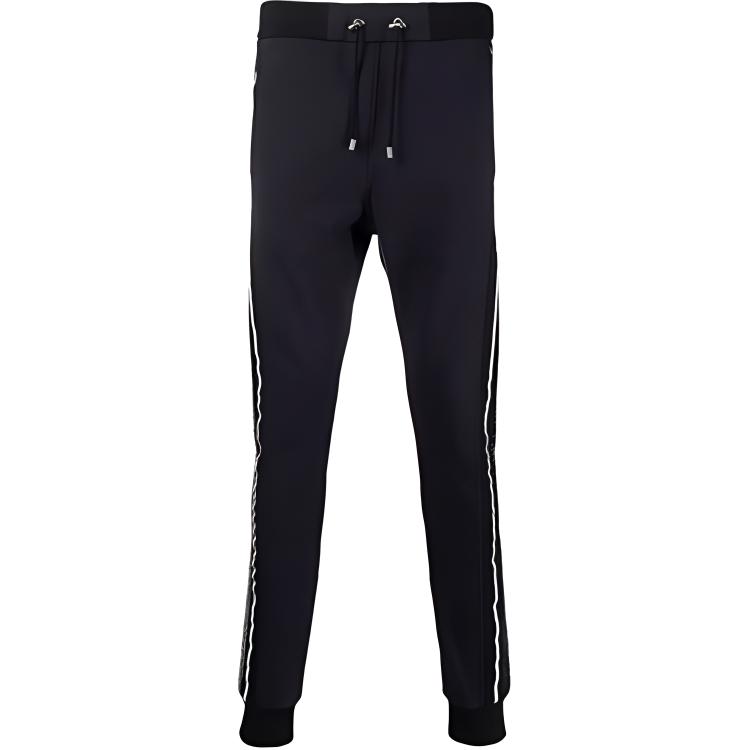 BALMAIN FW21 Knit Joggers with Side Logo Patch Black. WH1OB021-273J-SDO