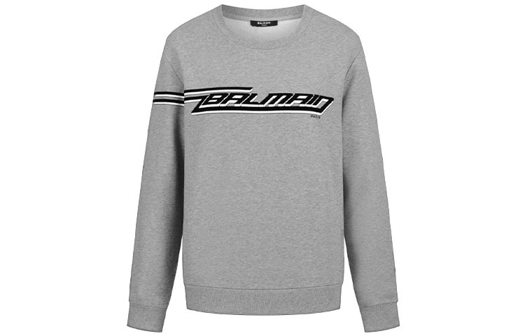 Balmain FW21 Letter Logo Print Long Sleeve Sweatshirt Dark Grey WH1JQ040-B137-YBQ