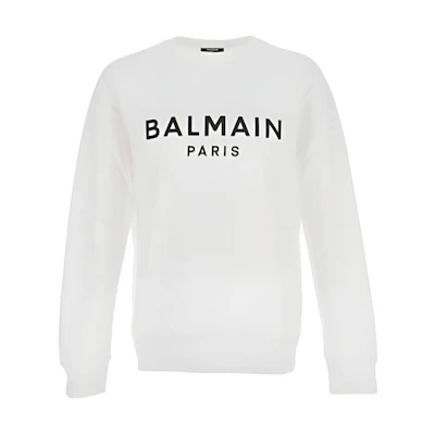 Balmain FW21 Letter Print Pullover Sweatshirt White WH0JQ005-B151-GAB