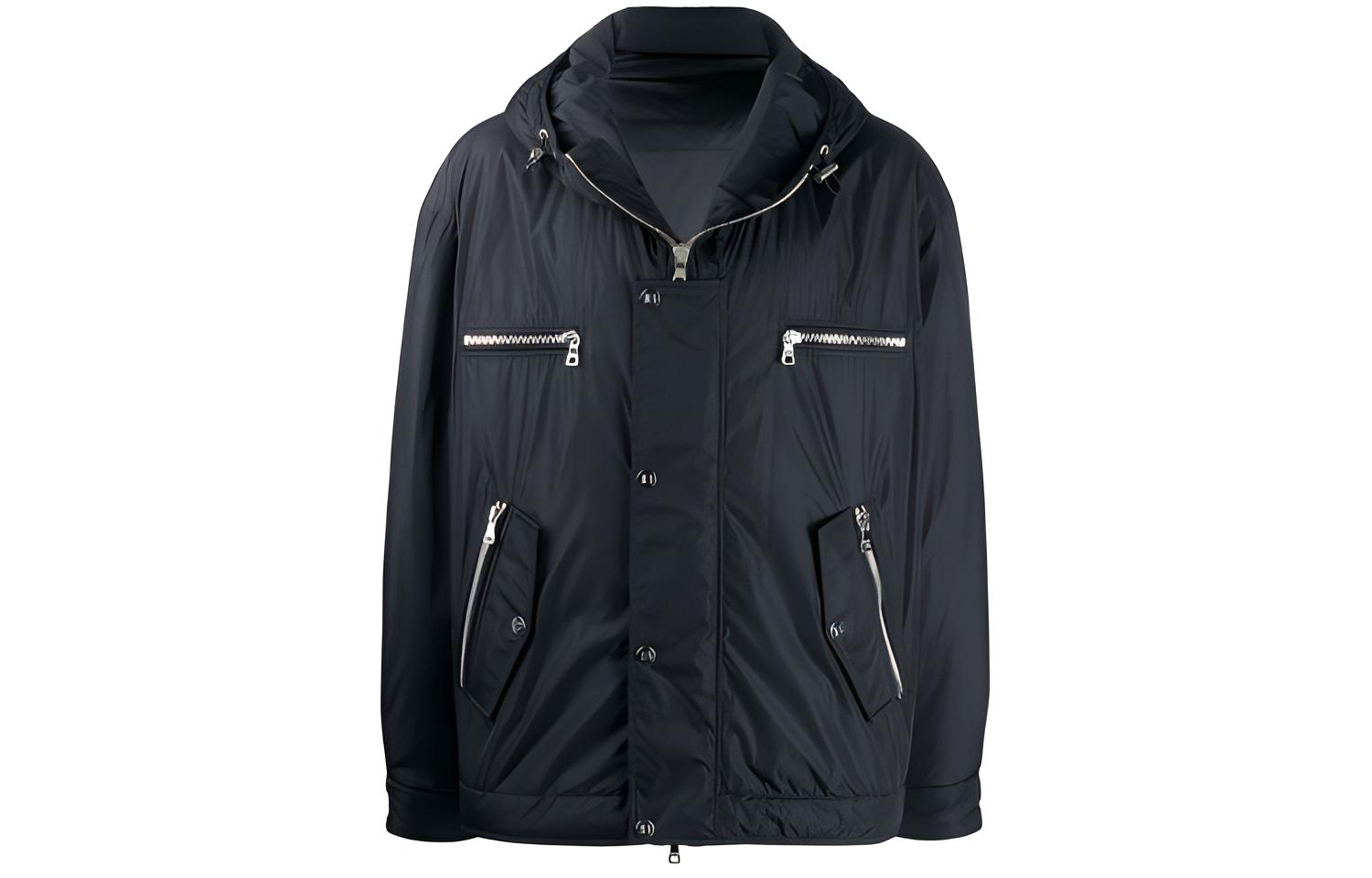 Balmain FW21 Lightweight Zip Hoodie Jacket in Black UH08226Z193