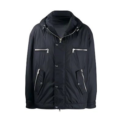 Balmain FW21 Lightweight Zip Hoodie Jacket in Black UH08226Z193