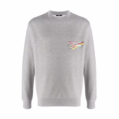 Balmain FW21 Logo Crewneck Long Sleeve Sweatshirt Men’s Grey VH1JQ010G040-9UB