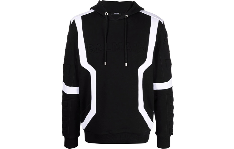 Balmain FW21 Logo Embellished Patchwork Sweatshirt Black VH0JR040B098-EAB