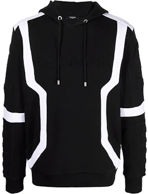 Balmain FW21 Logo Embellished Patchwork Sweatshirt Black VH0JR040B098-EAB Buy Balmain FW21 Logo Embellished Patchwork Sweatshirt Black VH0JR040B098-EAB