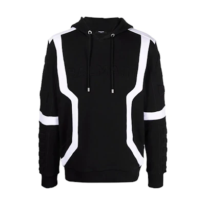Balmain FW21 Logo Embellished Patchwork Sweatshirt Black VH0JR040B098-EAB