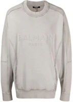 Balmain FW21 Logo Embossed Oversized Sweatshirt Grey VH0JS010B003-9AA Balmain FW21 Logo Embossed Oversized Sweatshirt Grey VH0JS010B003-9AA