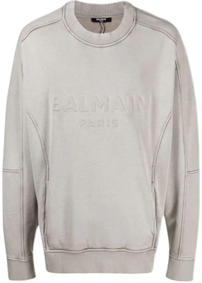 Balmain FW21 Logo Embossed Oversized Sweatshirt Grey VH0JS010B003-9AA Buy Balmain FW21 Logo Embossed Oversized Sweatshirt Grey VH0JS010B003-9AA