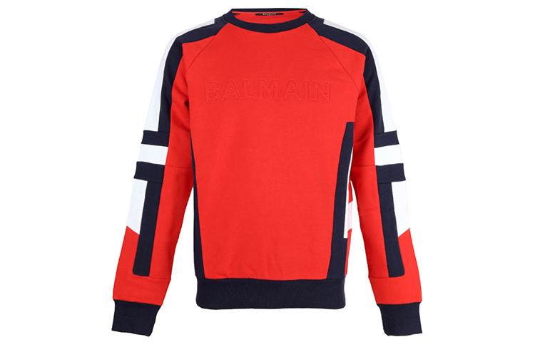 Balmain FW21 Logo Embossed Panel Sweatshirt Red () WH1JS035-B120-MAW