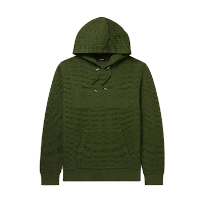 Balmain FW21 Logo Embossed Pullover Hoodie Green () 15546005221998323