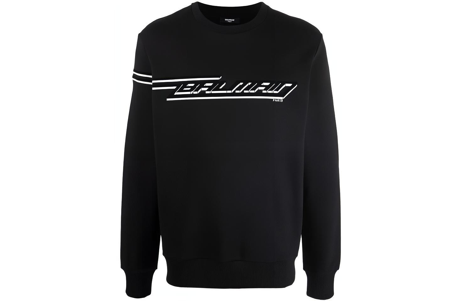 Balmain FW21 Logo Graphic Long Sleeve Sweatshirt Black WH1JQ040B137-EAB