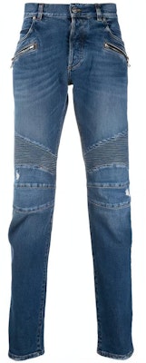 BALMAIN FW21 Logo Patch Jeans Lelaki Biru Ribbed Tapered Terkini. WH1MH005-031D-6AA Buy BALMAIN FW21 Logo Patch Jeans Lelaki Biru Ribbed Tapered Terkini. WH1MH005-031D-6AA