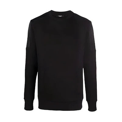 Balmain FW21 Logo Patchwork Pullover Sweatshirt Black () WH1JQ050271J-0PA