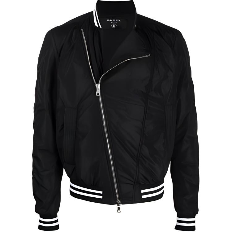 BALMAIN FW21 Logo Print Bomber Jacket Black XH1TF086XB27-EAB